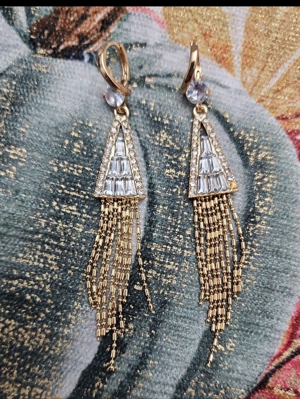 1 Pair Luxury Elegant Sparkling Zirconia Wheat Fringe Tassel Earrings, Korean